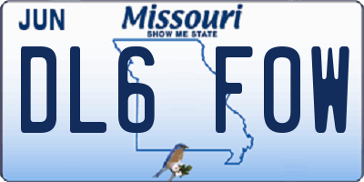 MO license plate DL6F0W