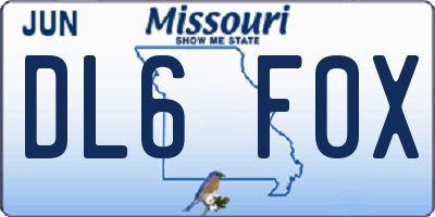 MO license plate DL6F0X