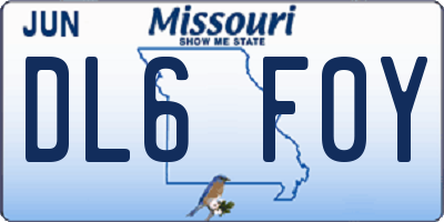 MO license plate DL6F0Y
