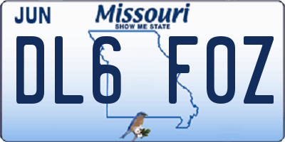 MO license plate DL6F0Z