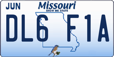 MO license plate DL6F1A