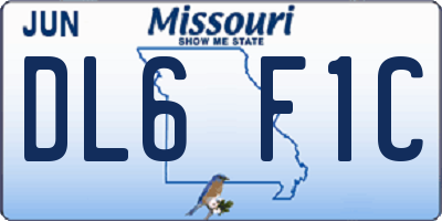MO license plate DL6F1C