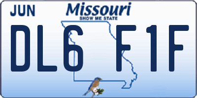 MO license plate DL6F1F