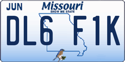 MO license plate DL6F1K