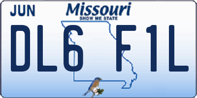 MO license plate DL6F1L