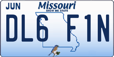 MO license plate DL6F1N