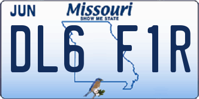 MO license plate DL6F1R