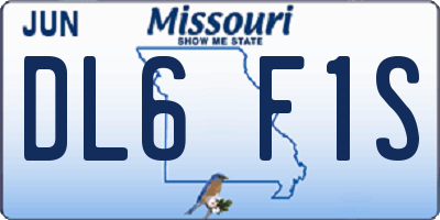 MO license plate DL6F1S