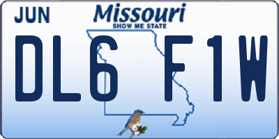 MO license plate DL6F1W