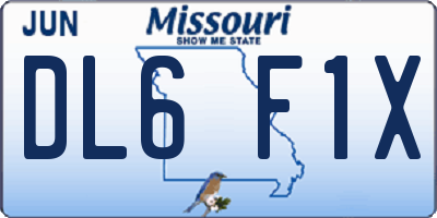 MO license plate DL6F1X