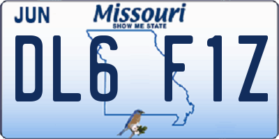 MO license plate DL6F1Z