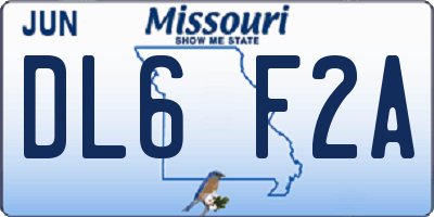 MO license plate DL6F2A