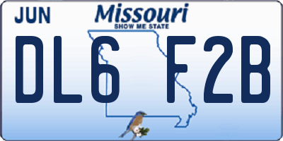 MO license plate DL6F2B