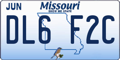 MO license plate DL6F2C