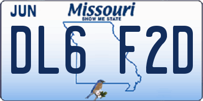 MO license plate DL6F2D