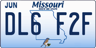 MO license plate DL6F2F