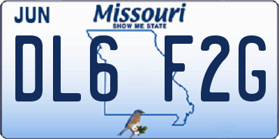 MO license plate DL6F2G