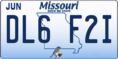 MO license plate DL6F2I