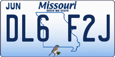 MO license plate DL6F2J