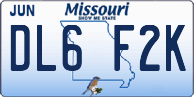 MO license plate DL6F2K