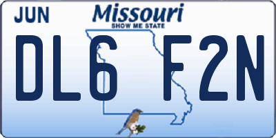 MO license plate DL6F2N