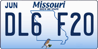 MO license plate DL6F2O