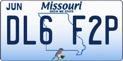 MO license plate DL6F2P