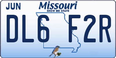 MO license plate DL6F2R