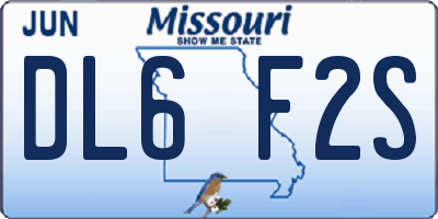 MO license plate DL6F2S
