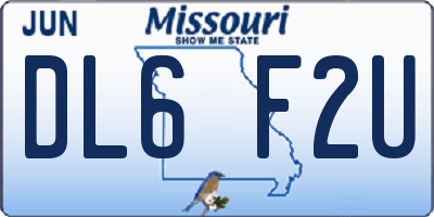 MO license plate DL6F2U