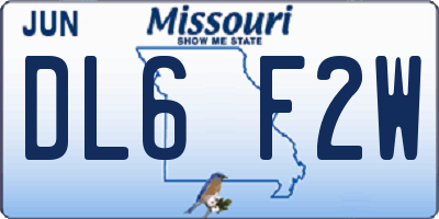 MO license plate DL6F2W