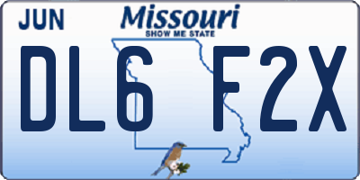 MO license plate DL6F2X