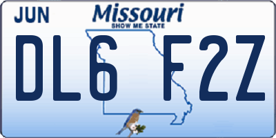 MO license plate DL6F2Z