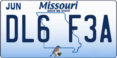 MO license plate DL6F3A