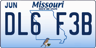 MO license plate DL6F3B