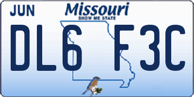 MO license plate DL6F3C