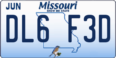 MO license plate DL6F3D