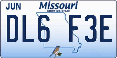MO license plate DL6F3E
