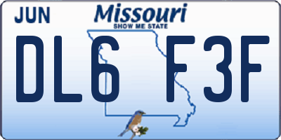 MO license plate DL6F3F