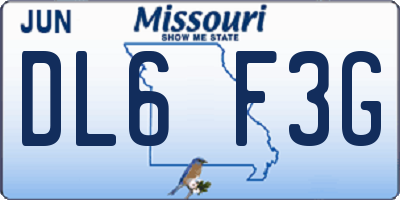 MO license plate DL6F3G