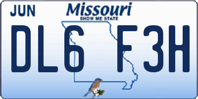 MO license plate DL6F3H