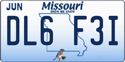 MO license plate DL6F3I