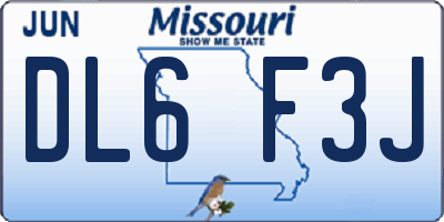MO license plate DL6F3J