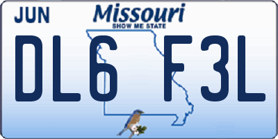 MO license plate DL6F3L