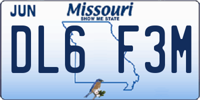 MO license plate DL6F3M