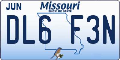 MO license plate DL6F3N