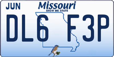 MO license plate DL6F3P