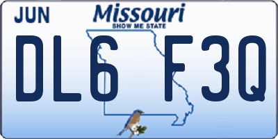 MO license plate DL6F3Q