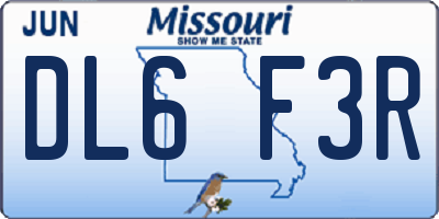 MO license plate DL6F3R