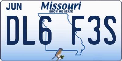 MO license plate DL6F3S